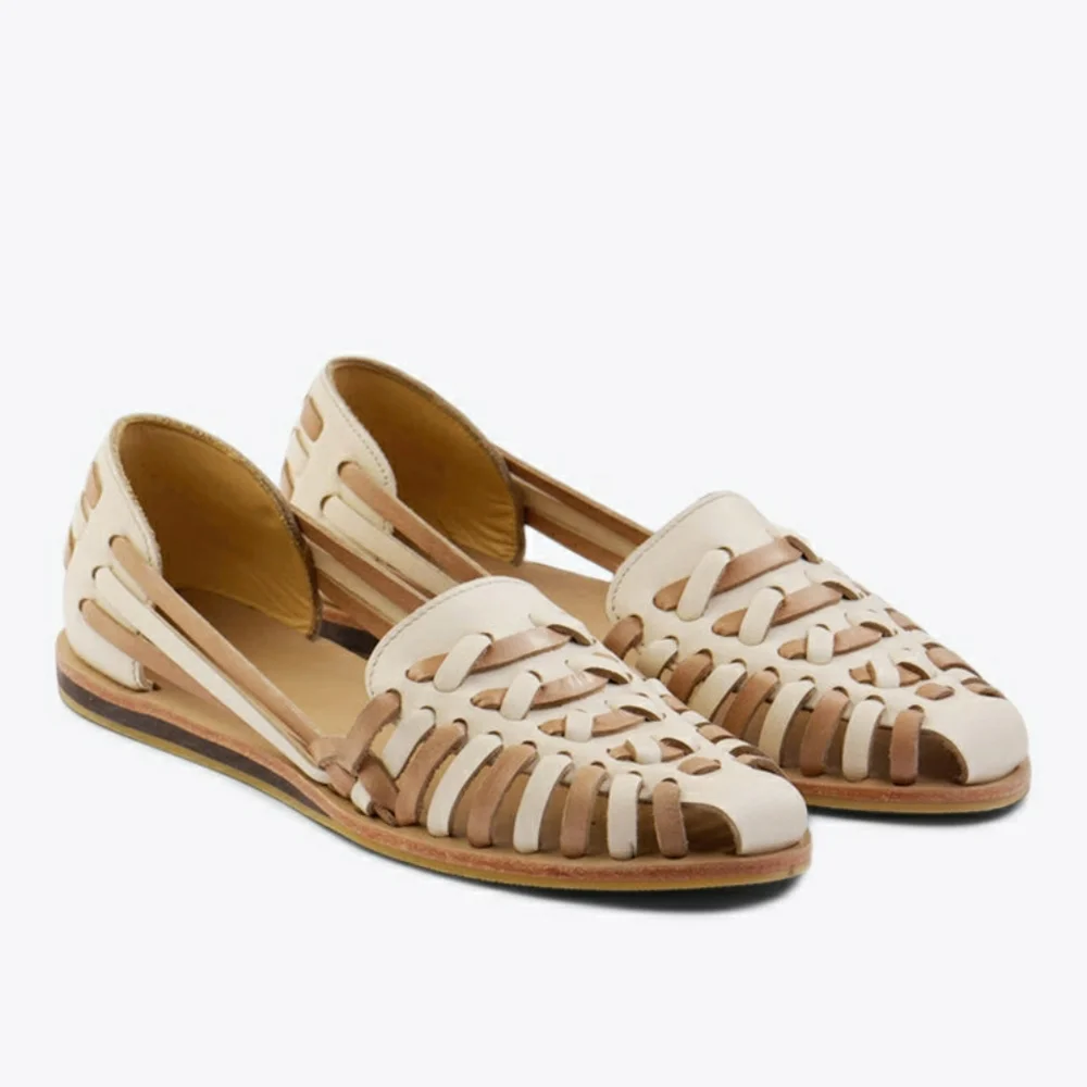 NWOT Nisolo Women's Huarache Sandal Bone/Almond Colorblock, Size 7.5 - Picture 1 of 9